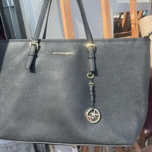 Michael Kors Black Saffiano Tote with Gold Hardware